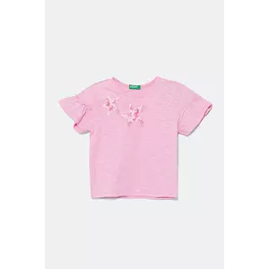 United Colors of Benetton tricou de bumbac pentru copii culoarea roz, 38V4G10JI imagine