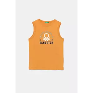 United Colors of Benetton top din bumbac pentru copii culoarea portocaliu, cu imprimeu, 3I1XCH01W imagine