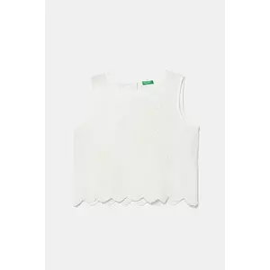 United Colors of Benetton bluză de bumbac pentru copii culoarea alb, neted, 5Q2LCH00E imagine