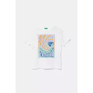 United Colors of Benetton tricou de bumbac pentru copii culoarea alb, cu imprimeu, 3I1XC10P7 imagine