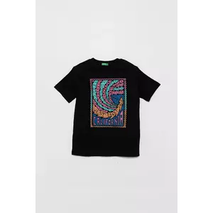 United Colors of Benetton tricou de bumbac pentru copii culoarea negru, cu imprimeu, 3I1XC10P7 imagine