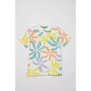 United Colors of Benetton tricouri polo din bumbac pentru copii culoarea alb, cu imprimeu, 36Y4C301W imagine