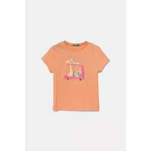 United Colors of Benetton tricou de bumbac pentru copii culoarea portocaliu, 3I1XG10JJ imagine