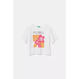 United Colors of Benetton tricou de bumbac pentru copii culoarea alb, 35RYC10OZ imagine