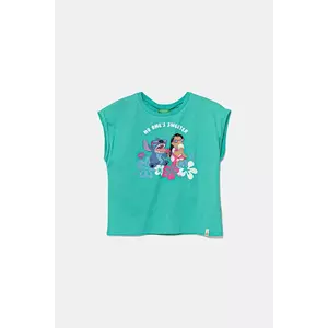 United Colors of Benetton tricou de bumbac pentru copii x Disney culoarea turcoaz, 3JERC10P2 imagine