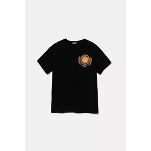United Colors of Benetton tricou de bumbac pentru copii culoarea negru, cu imprimeu, 3I1XC10OO imagine
