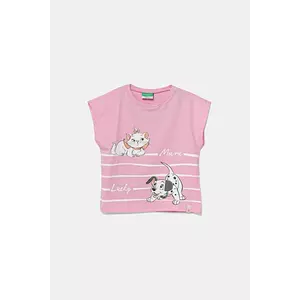 United Colors of Benetton tricou de bumbac pentru copii culoarea roz, 3JERG10JC imagine