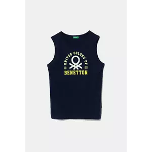 United Colors of Benetton top din bumbac pentru copii culoarea bleumarin, cu imprimeu, 3I1XCH01W imagine