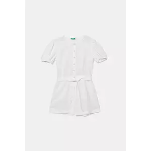 United Colors of Benetton salopetă de in pentru copii culoarea alb, 43WBCT014 imagine