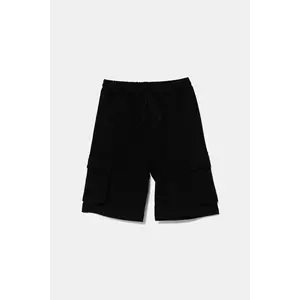 United Colors of Benetton pantaloni scurți din bumbac pentru copii culoarea negru, talie reglabila, 39DJC902N imagine