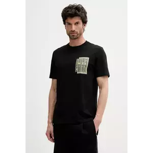 BOSS Orange tricou din bumbac culoarea negru, cu imprimeu, 50546920 imagine