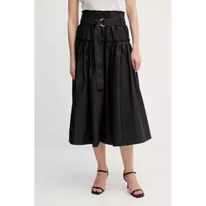 Sisley fustă din bumbac culoarea negru, midi, evazati, 4XUCL002Q imagine