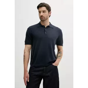 Sisley tricou polo din in culoarea albastru marin, uni, 105GS300L imagine