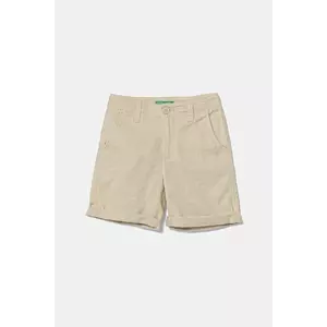United Colors of Benetton pantaloni scurți de in pentru copii culoarea bej, talie reglabila, 43WBC901E imagine