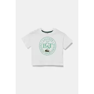 Lacoste tricou de bumbac pentru copii culoarea galben, cu imprimeu, TJ2463 imagine