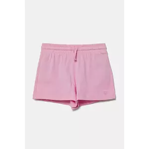 United Colors of Benetton pantaloni scurți din bumbac pentru copii culoarea roz, uni, talie reglabila, 3BL0G901T imagine