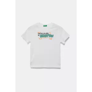 United Colors of Benetton tricou de bumbac pentru copii culoarea alb, cu imprimeu, 3I1XG10JO imagine