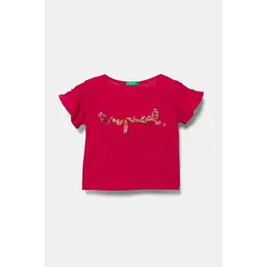 United Colors of Benetton tricou de bumbac pentru copii culoarea roz, 38V4G10JI imagine