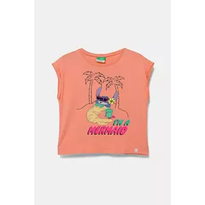 United Colors of Benetton tricou de bumbac pentru copii x Disney culoarea portocaliu, 3JERC10P2 imagine