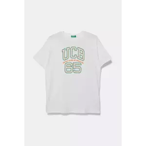 United Colors of Benetton tricou de bumbac pentru copii culoarea alb, cu imprimeu, 3I1XC10OO imagine