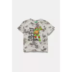 United Colors of Benetton tricou de bumbac pentru copii culoarea gri, cu imprimeu, 3ORKG10JD imagine