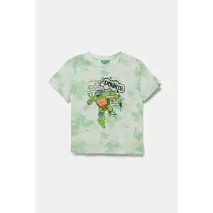 United Colors of Benetton tricou de bumbac pentru copii culoarea verde, cu imprimeu, 3ORKG10JD imagine