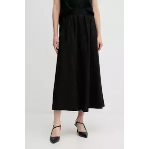 United Colors of Benetton fustă din in culoarea negru, midi, evazati, 4AGHD004L imagine