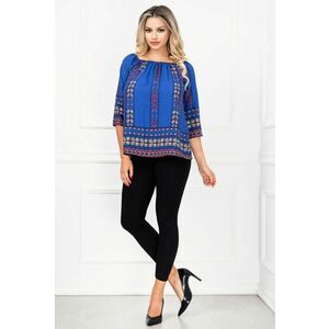 Compleu casual Melody cu bluza albastra si imprimeu floral By InPuff imagine