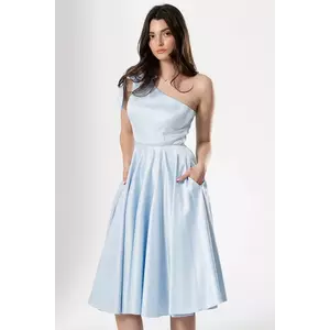 Rochie ocazie eleganta bleu in clos Marisilia cu funda pe umar imagine