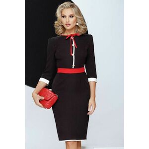 Rochie office Fofy cu imprimeu buline fine si nasturi pretiosi imagine