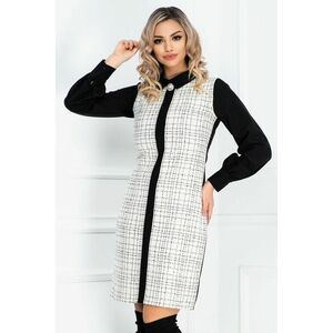 Rochie office eleganta cu imprimeu carouri si brosa detasabila imagine