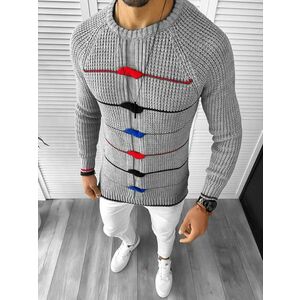 Pulover barbati gros slim fit gri T3587 91-2 27-4 E~ imagine