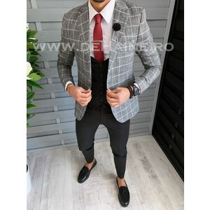 Sacou barbati in carouri slim fit B1486 N8-3.1 imagine
