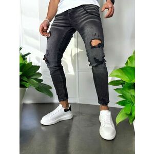 Blugi barbati conici + Adidasi casual VIP albi 61222 imagine