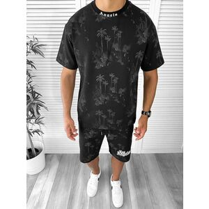 Trening barbati slim fit PREMIUM negru tricou + pantaloni 3295 N8-4.2 imagine