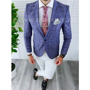 Sacou barbati in carouri slim fit B4245 N7-4.1 imagine