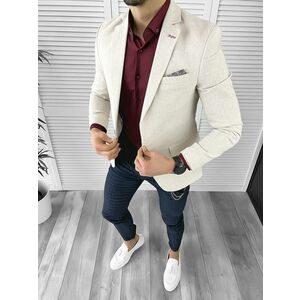 Sacou barbati slim fit bej CK32 D3-2.3 imagine