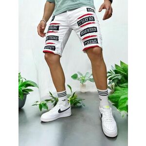 Blugi barbati scurti conici albi cu stikere 4603 D4-4.4 imagine
