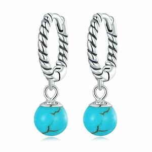 Cercei din argint Dropped Turquoise Ball imagine