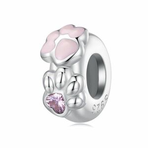 Talisman din argint Pink Sparkling Paw imagine