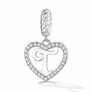 Talisman din argint Heart Letter T imagine