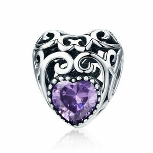 Talisman din argint Vintage Birthstone - Februarie imagine
