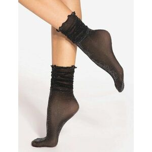 Sosete lycra negre cu fir metalizat si banda ajurata Gatta Spring Vibes WZ08 15 den imagine