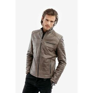 Jacheta slim fit matlasata de piele imagine