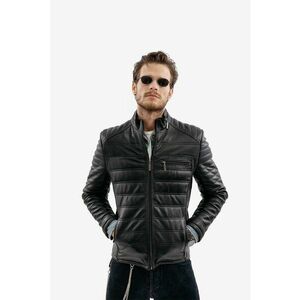Jacheta slim fit matlasata de piele imagine