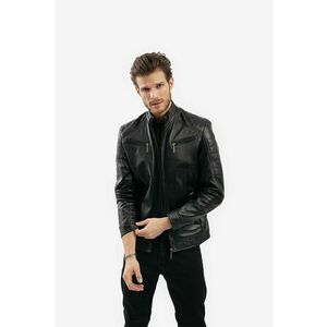 Jacheta slim fit de piele cu buzunare multiple Dinu imagine