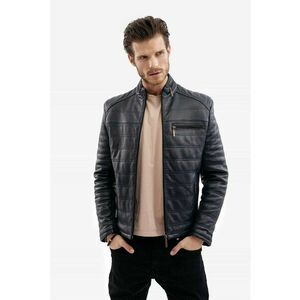 Jacheta slim fit matlasata de piele imagine