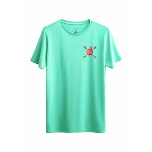 Tricou unisex cu decolteu la baza gatului si imprimeu grafic Apple imagine