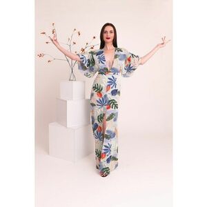 Rochie maxi cu model tropical imagine