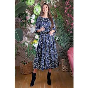 Rochie din amestec de matase cu model floral Cagliari imagine
